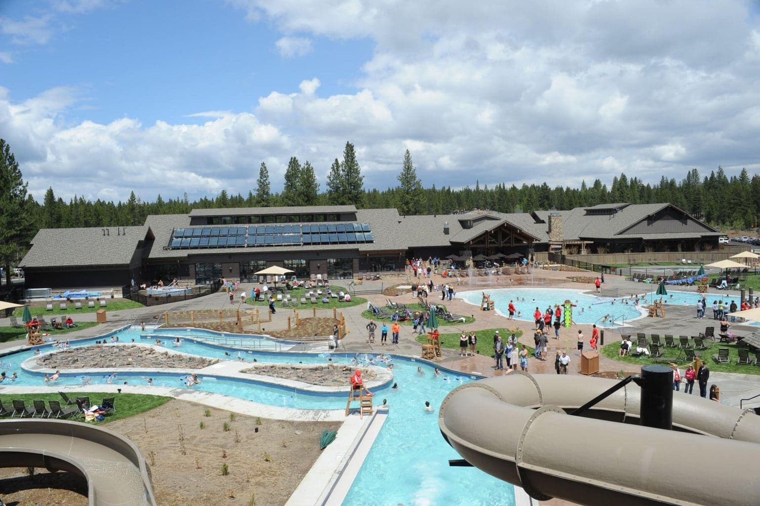 SHARC Aquatic Facility is a 22-acre facility with pools, lazy rivers, slides, indoor pool, fitness center, playground, basketball, bocce ball, and picnic area