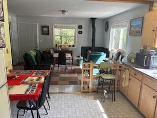 view from kitchen to living room