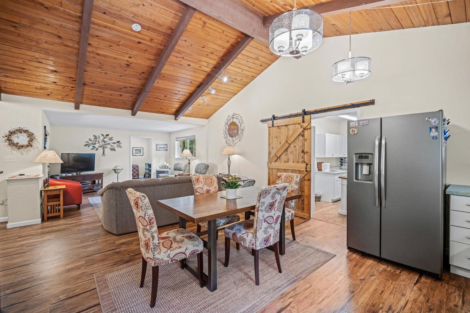 Open great room, Laundry room to the right and living area to the left.
