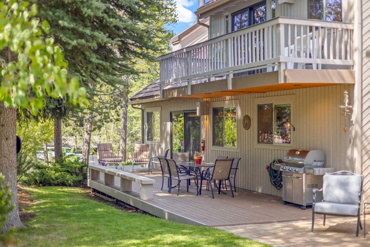 Back Deck with coverage, overlooking your landscaped yard