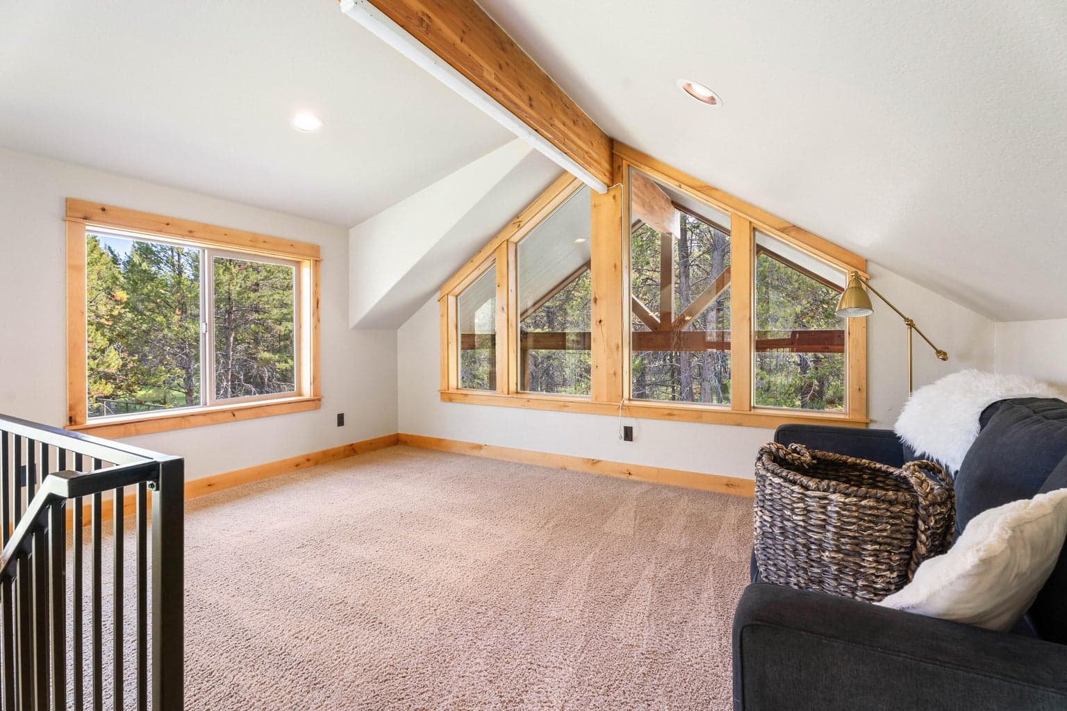 Cozy carpeted loft—ideal as a reading nook, play space, or your own peaceful retreat.