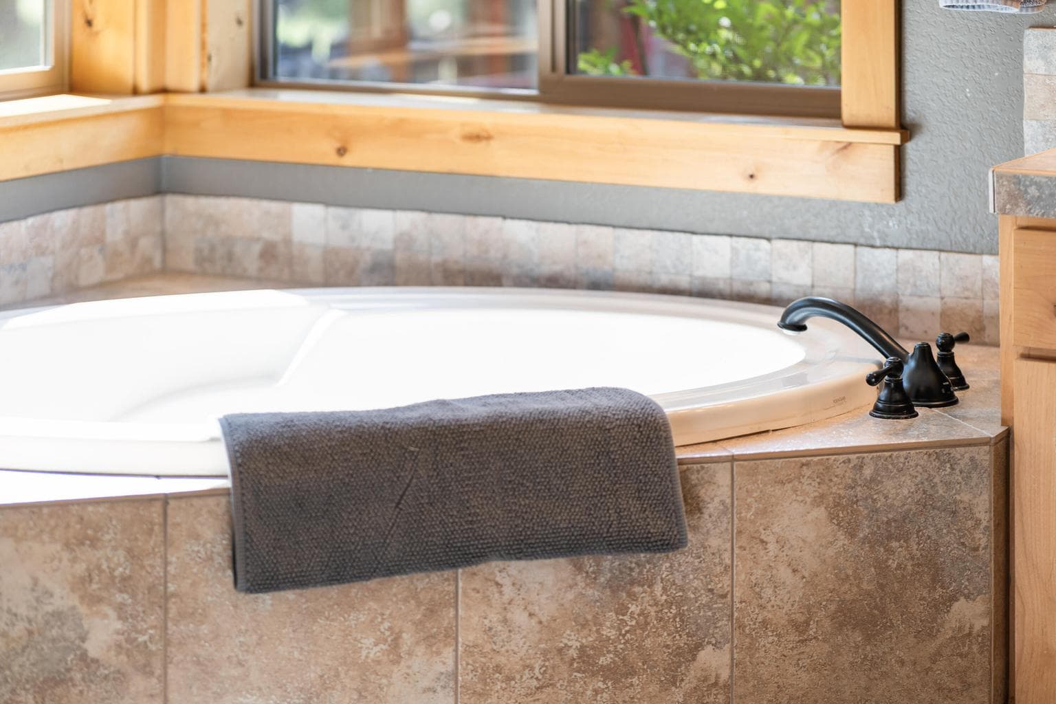 Bask in natural sunlight as you unwind in the soaking tub—relaxation has never looked so bright and beautiful.