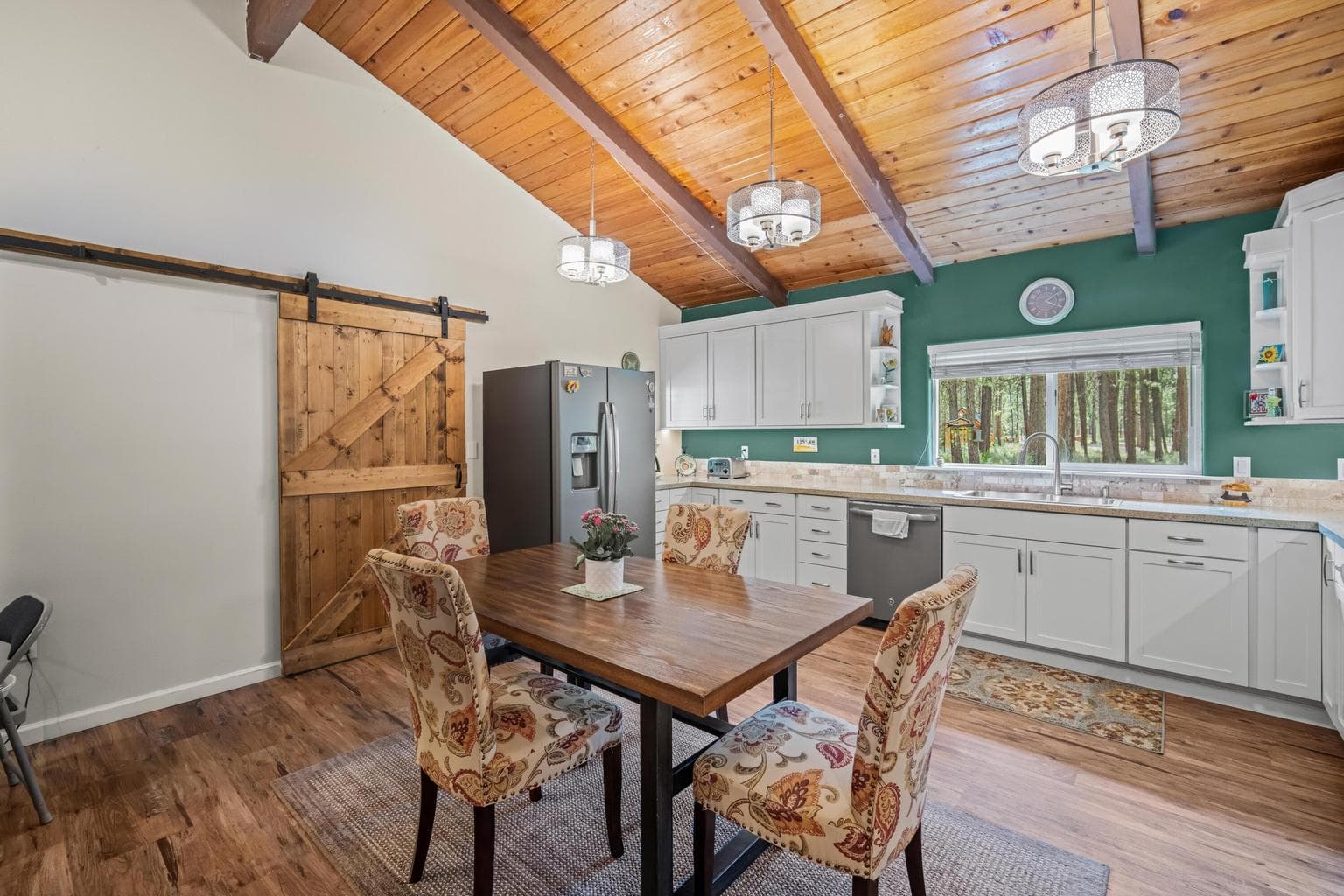 Closed barn door to hide any clutter