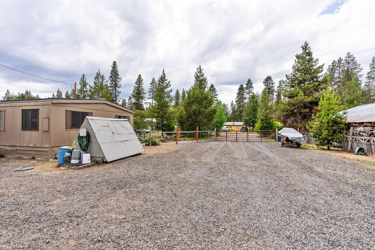 Driveway behind Gated and Fenced entry