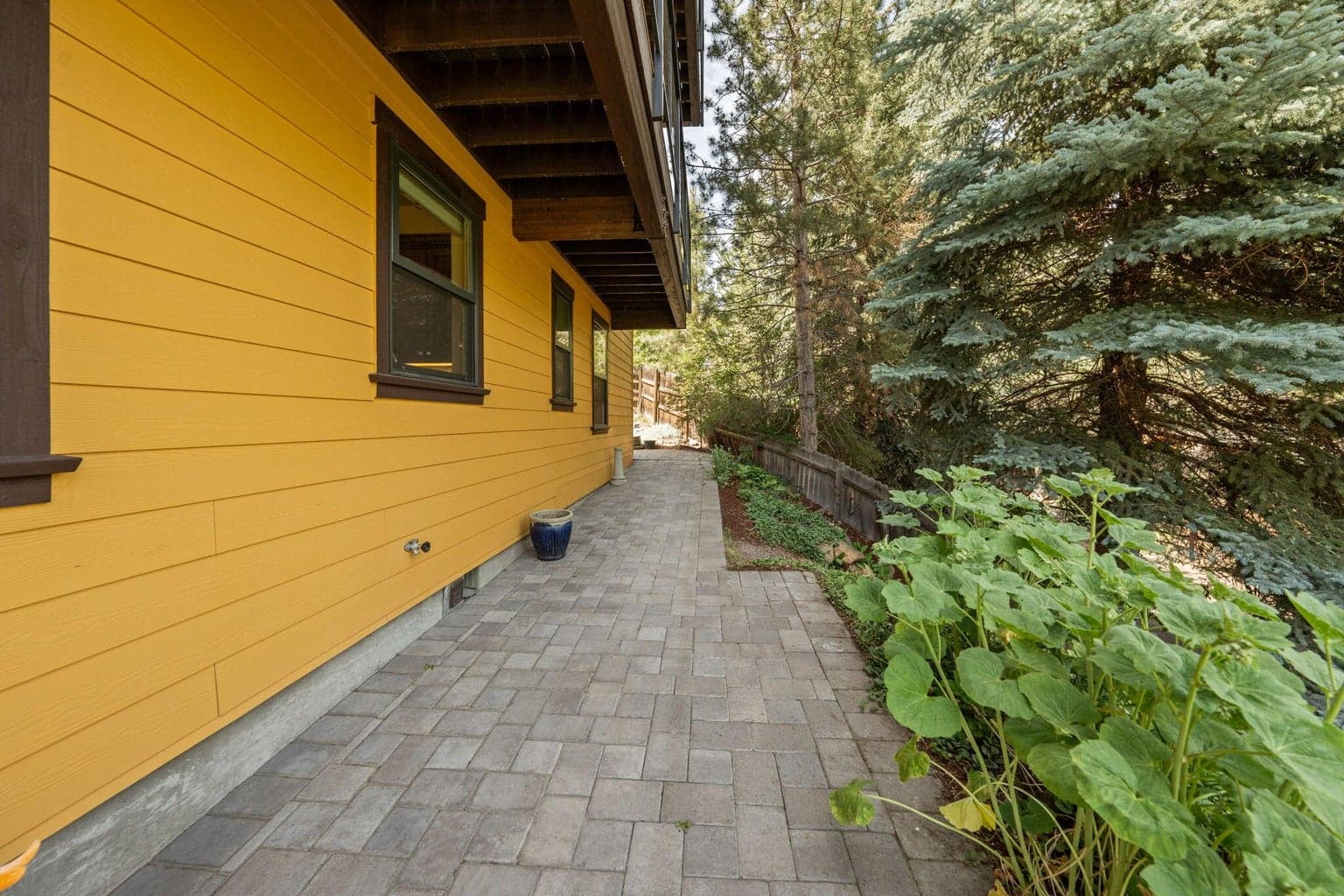 Ground level, east side of house paver walkway