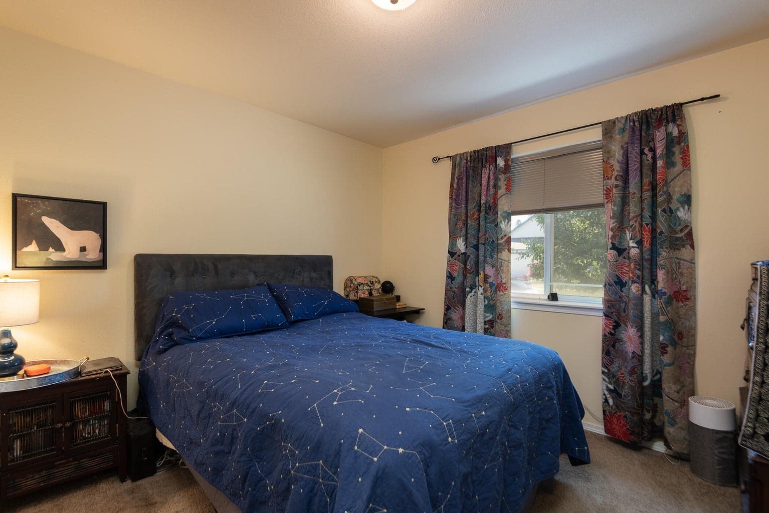 Bedroom #2 has direct high ceiling and access to full, hall bathroom