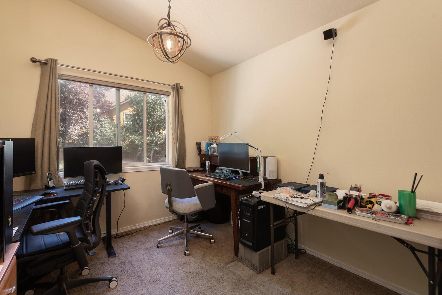 Double doors, vaulted ceiling and generous closet in Bedroom #3, now used as an office.