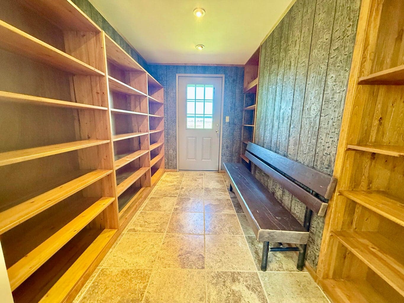 Library & man door to backyard.