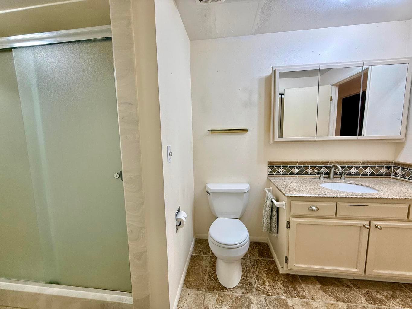 Large shower & tile flooring!