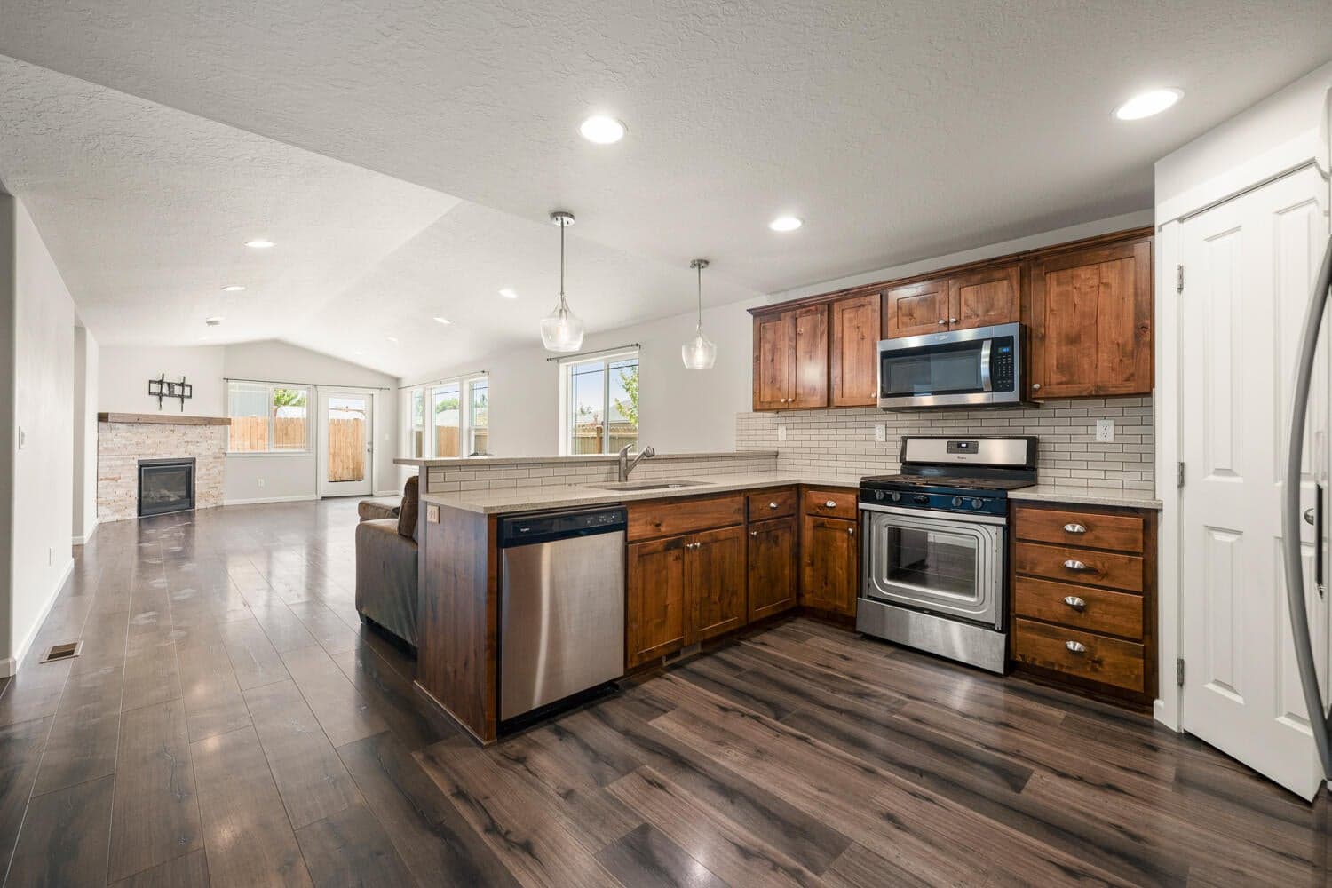 kitchen, living room
