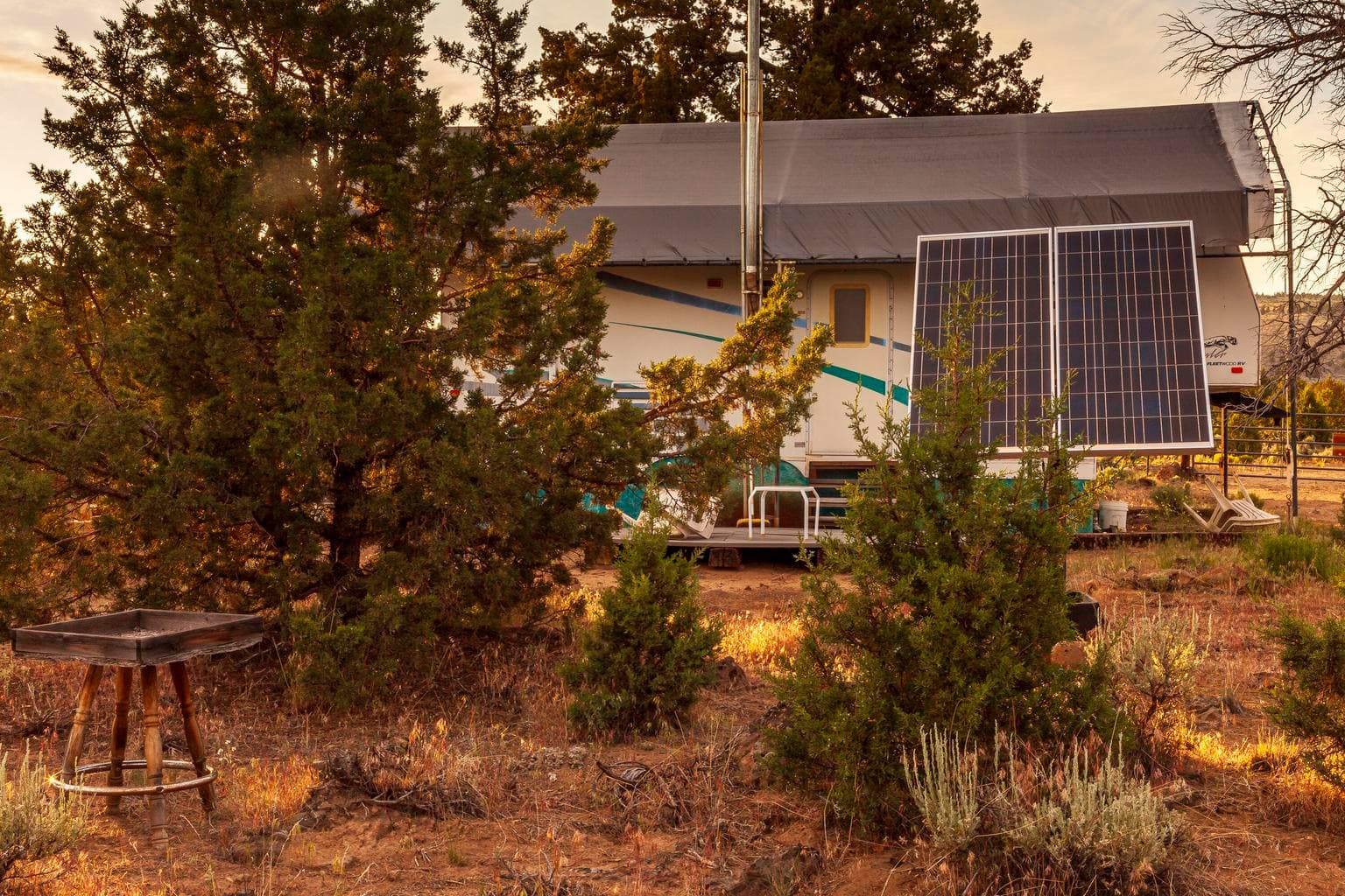 240-watt solar array, with RV behind (both included in sale).