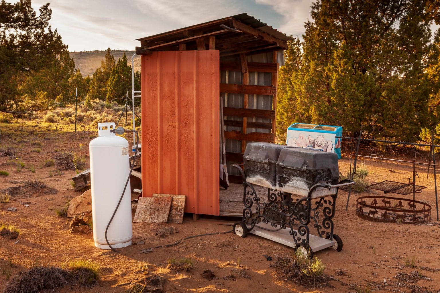 Small storage structure, BBQ, & propane tank are included in sale.