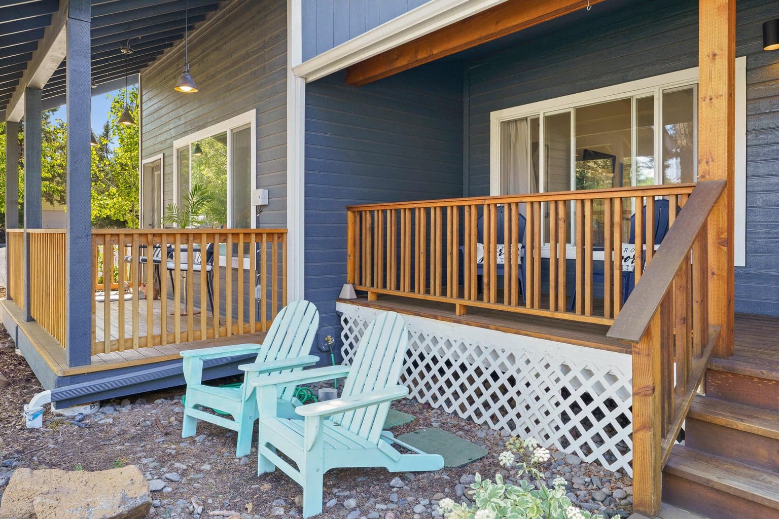 ADU porch on left, Main house porch on right