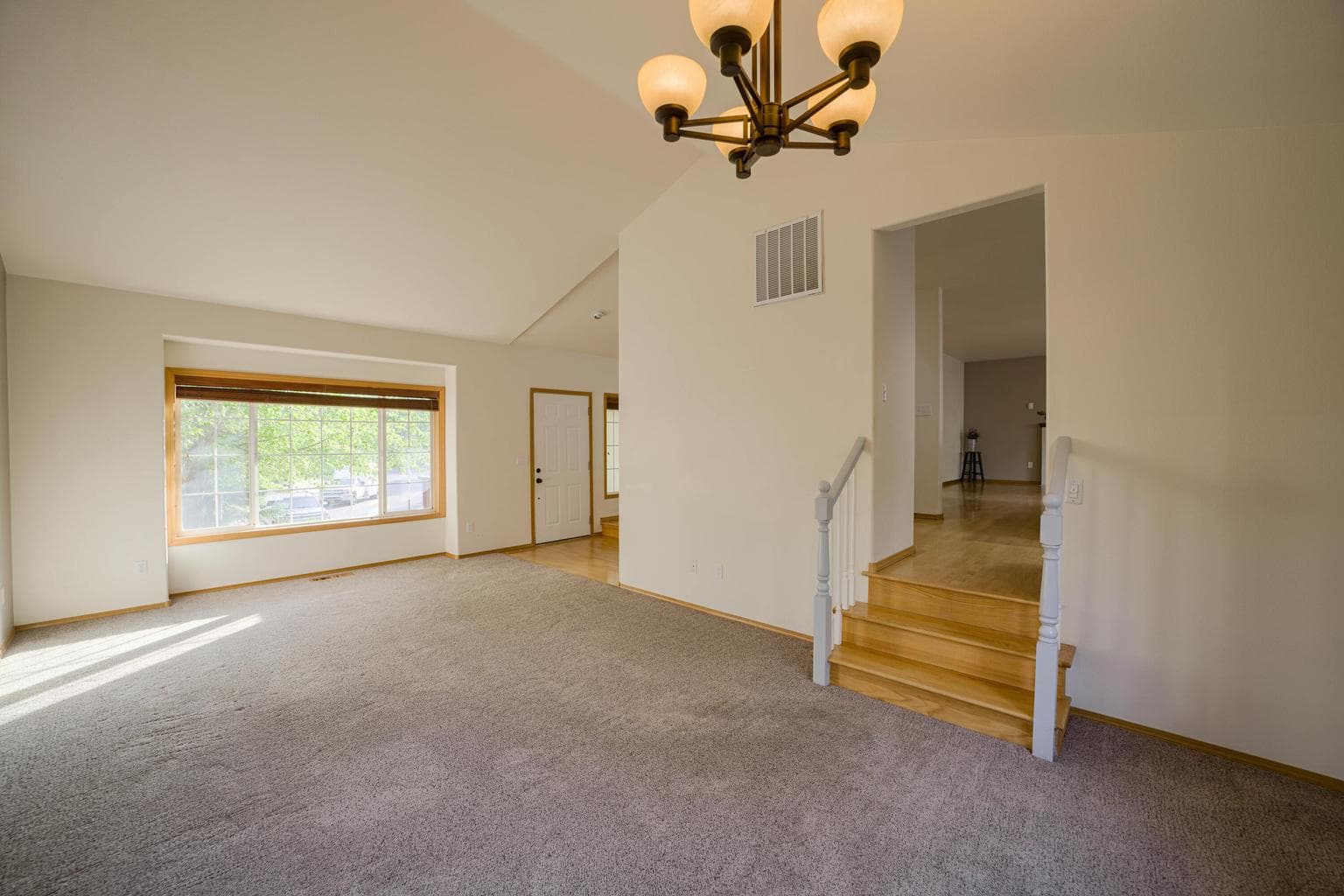 Family room looking into kitchen