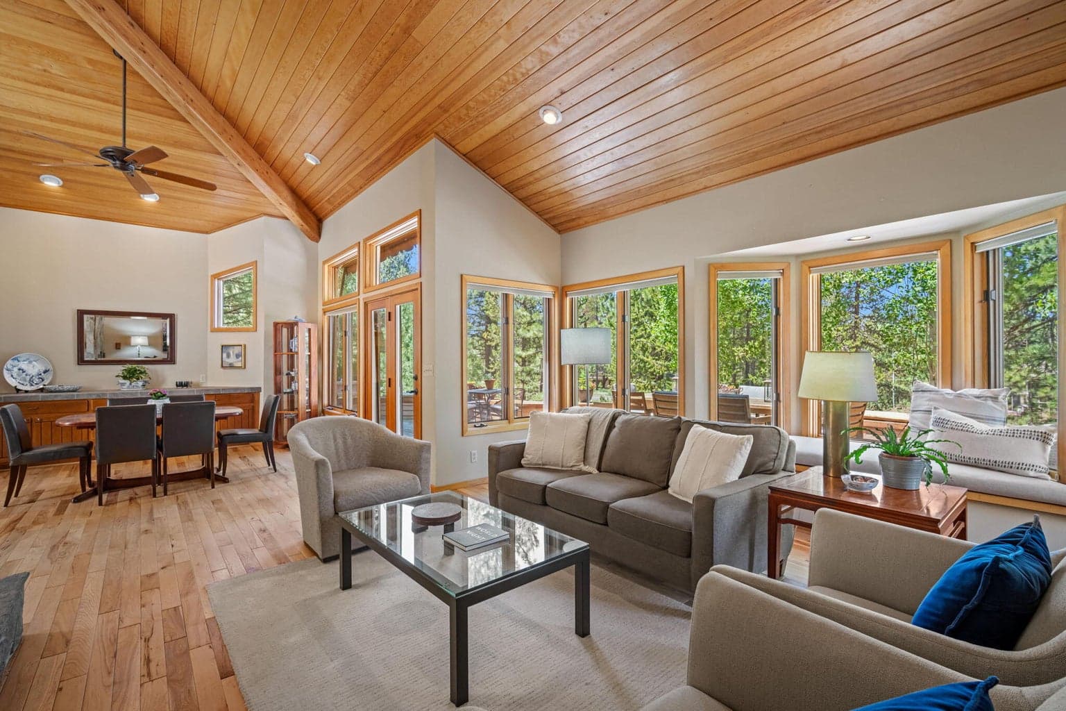 Living room and dining area.