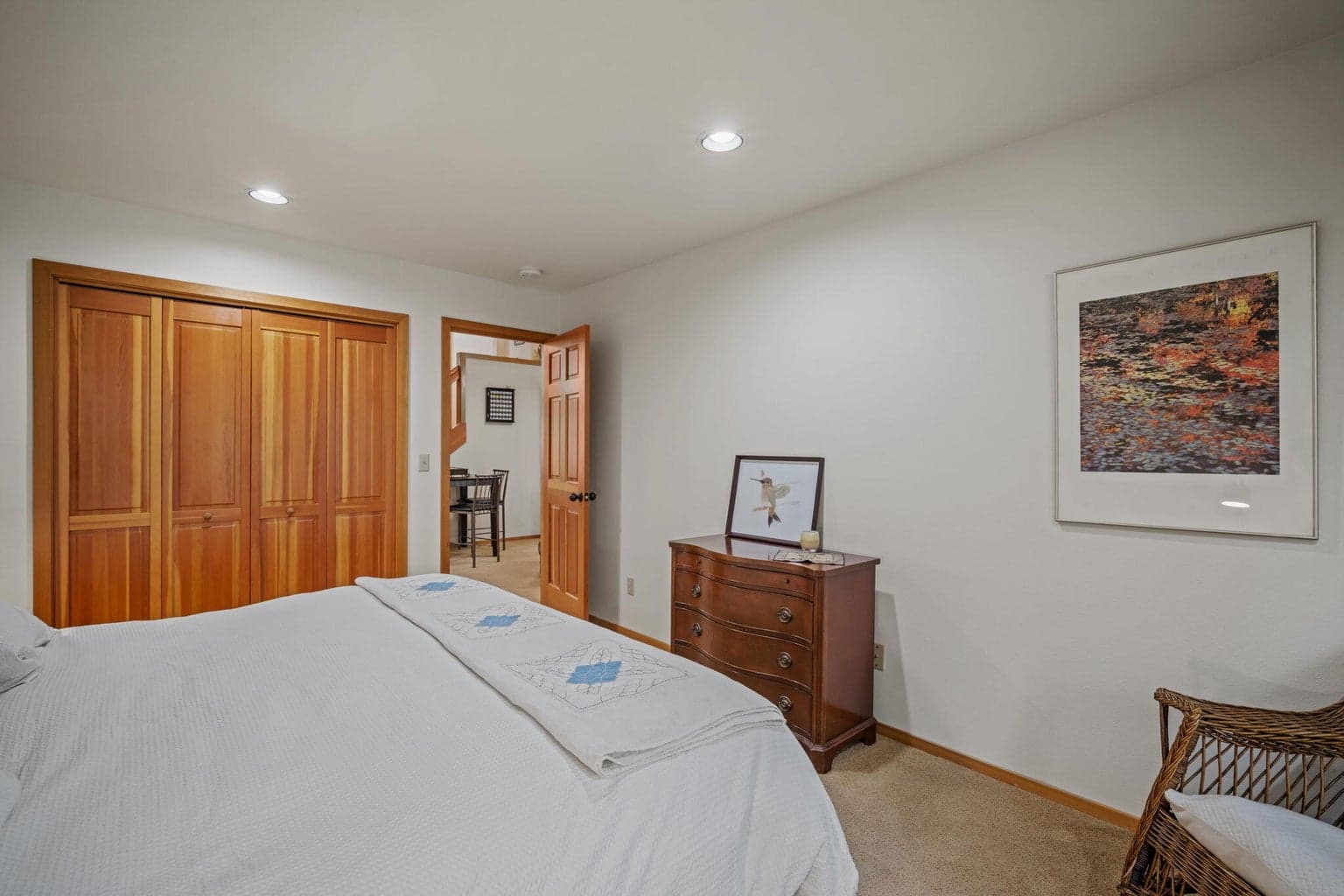 View towards the door in one of the 3 guest rooms on the main level.