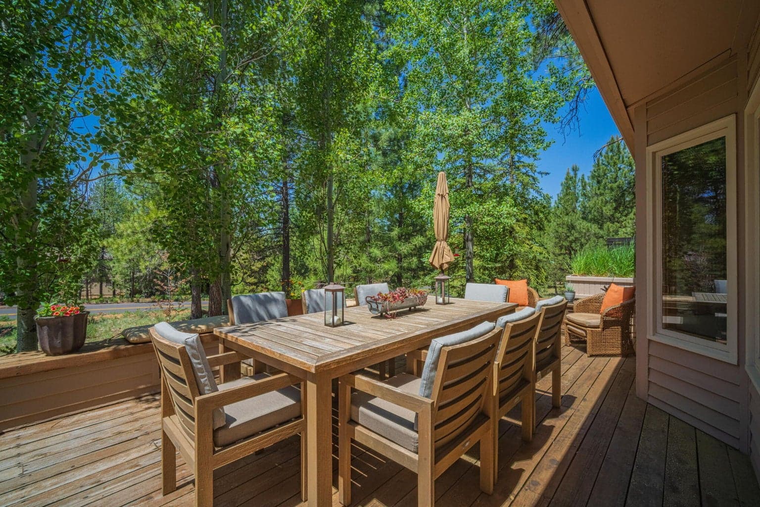 Back deck, which is raised above grade and the perfect setting for a dinner party.