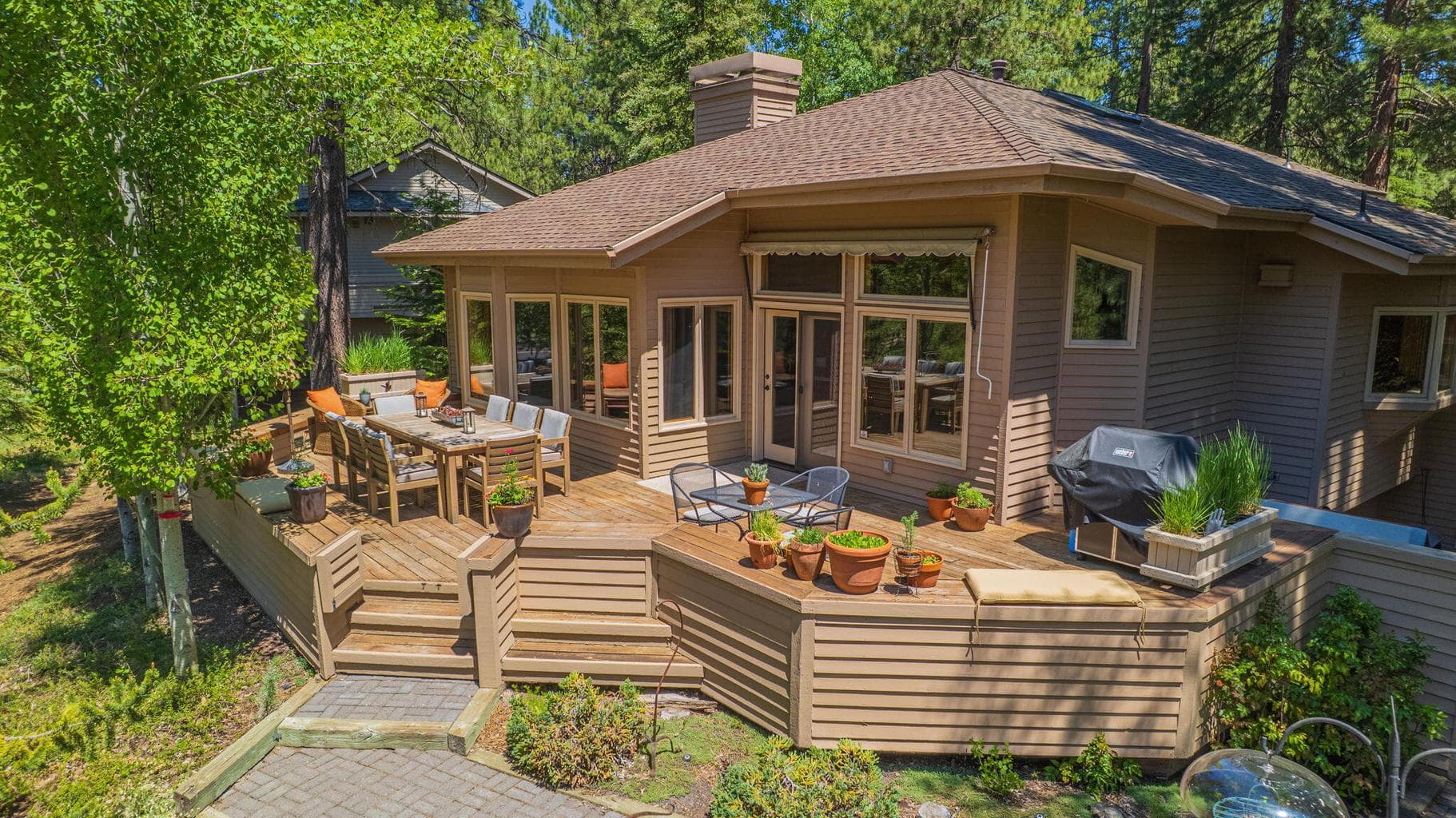 View of the southwest corner of the home - welcoming and inviting.