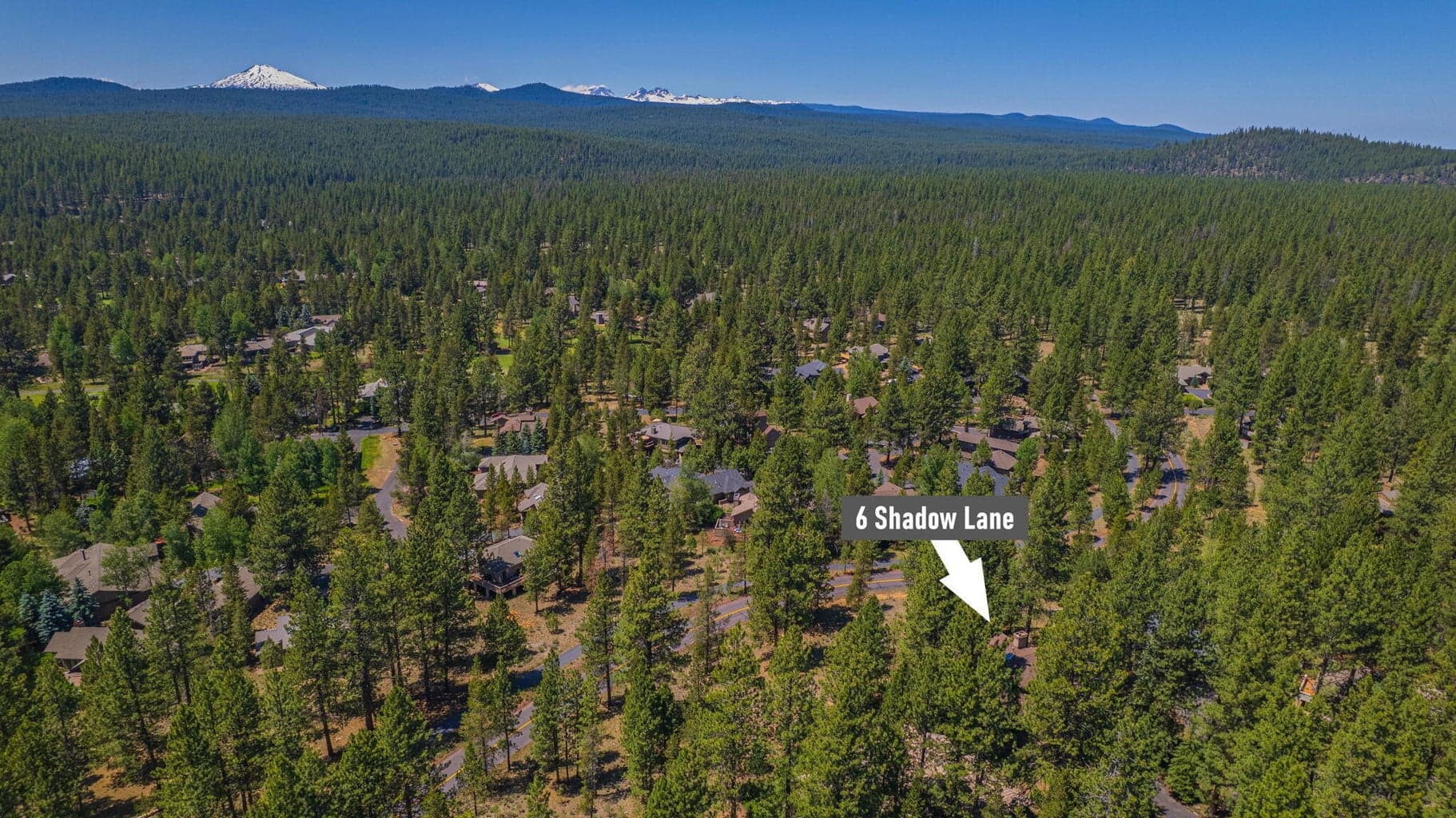 Aerial view of the home, facing west.