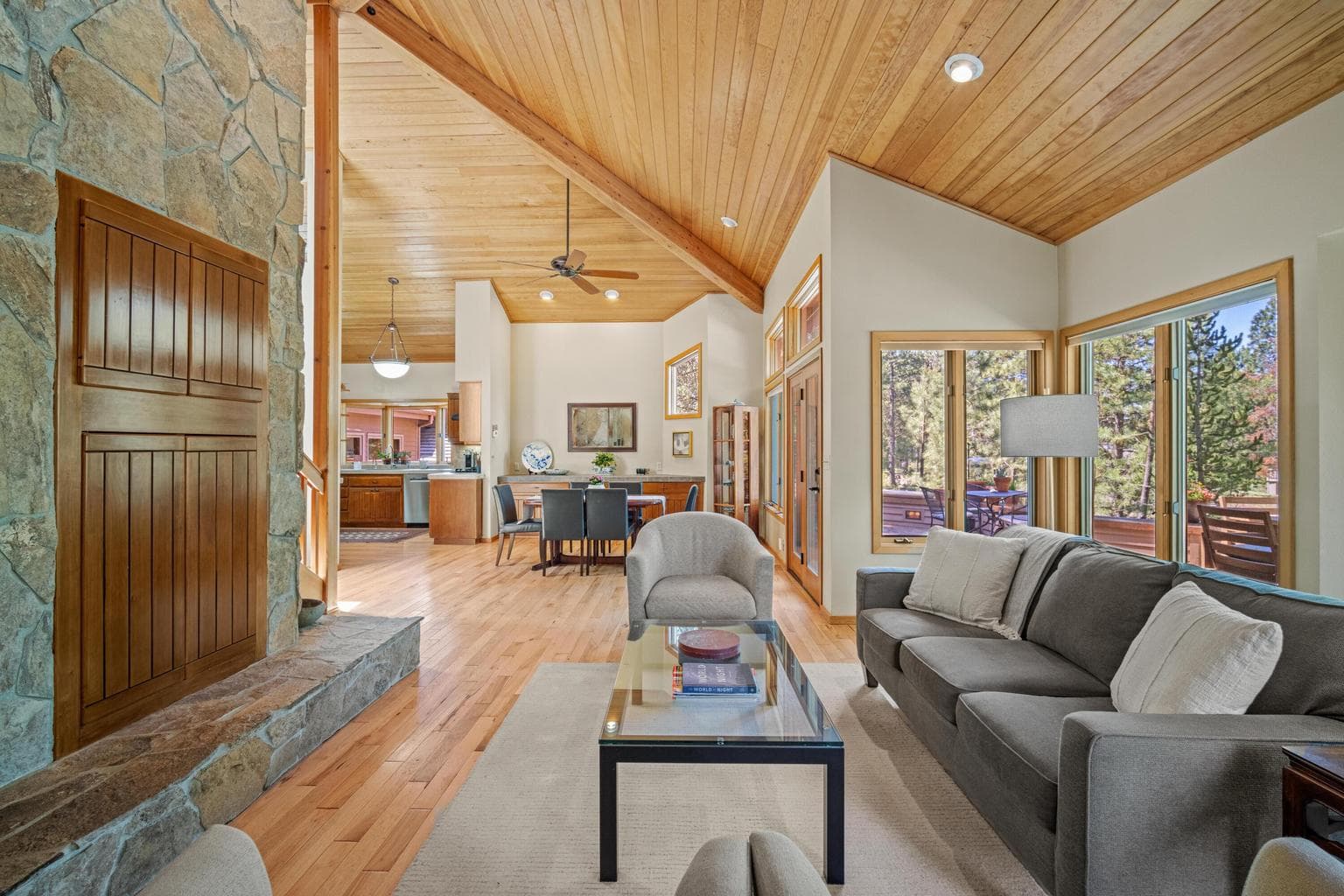 Looking back towards the kitchen and dining area, from the living room.