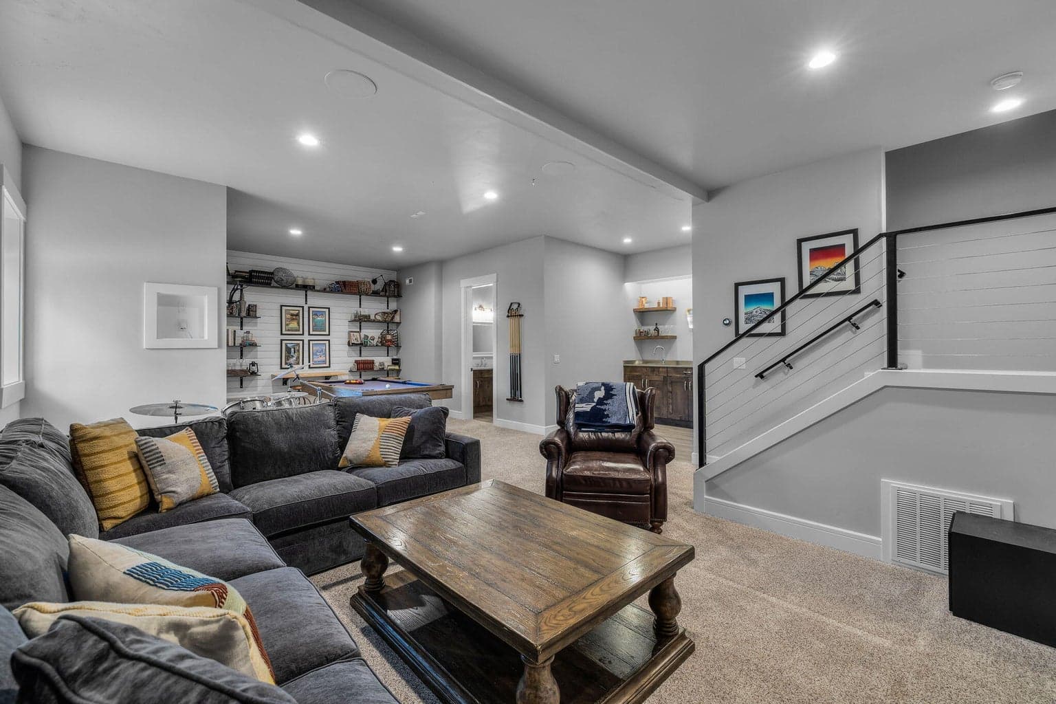 Located on the lower level, this bonus room/5th Bedroom is fully-loaded and offers exterior access.