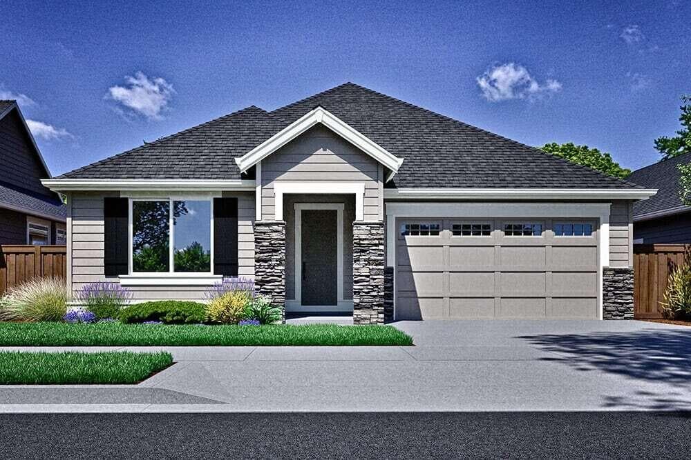 Garage door will be similar to rendering shown after retrofit.