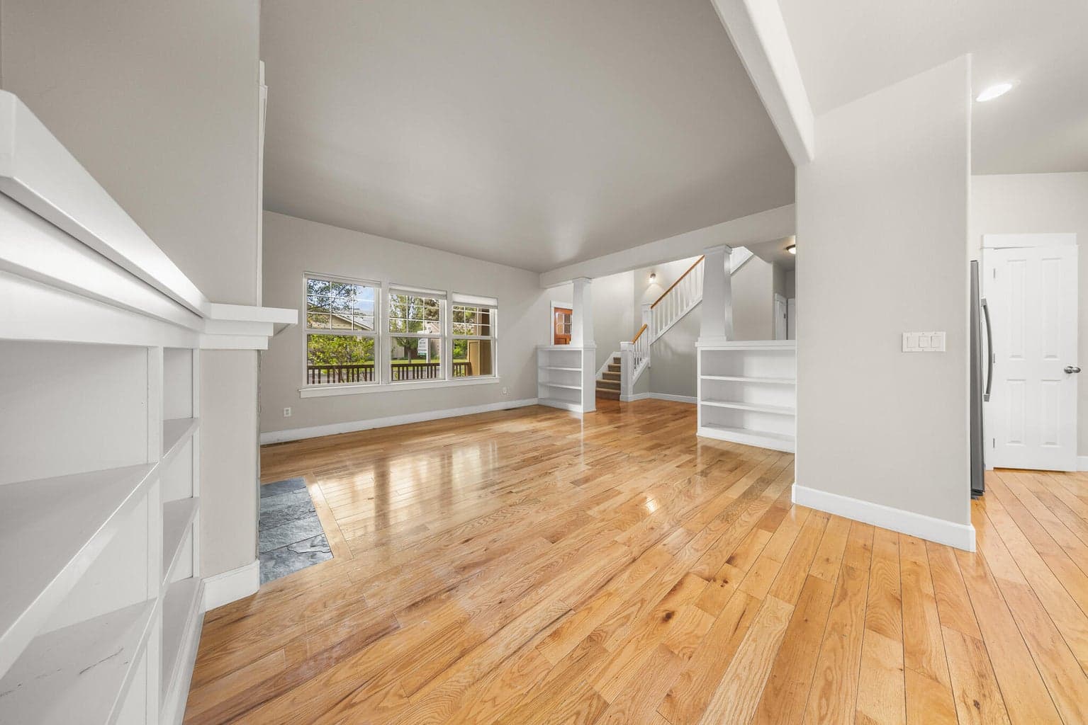 No shoes - No pets have walked on these 100% wood floors