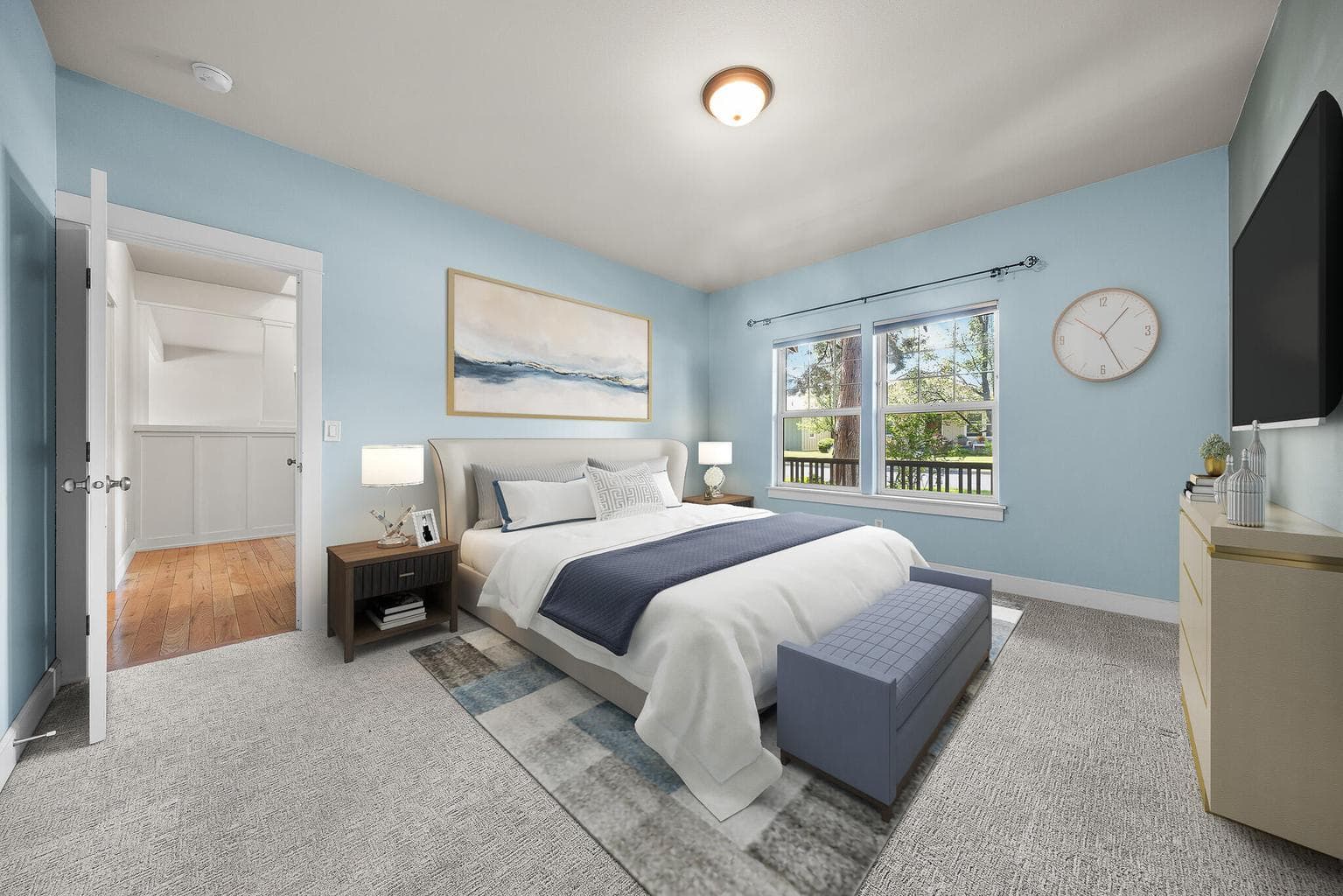 Primary suite on main level (staged)