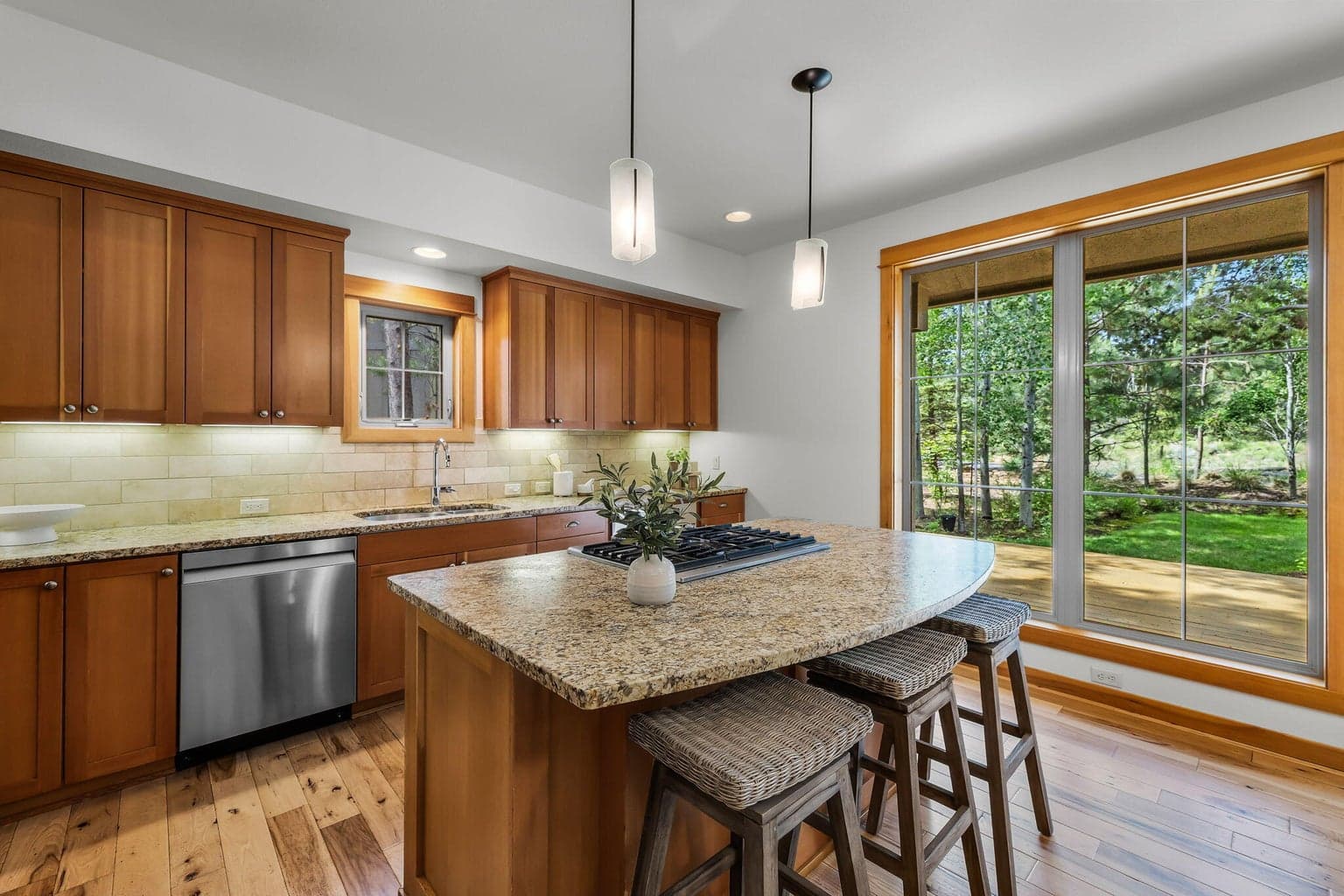 Kitchen view to back deck