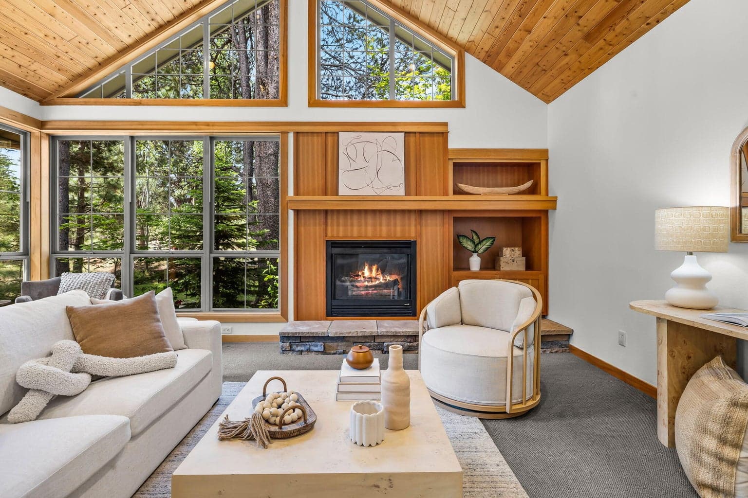 Great room with gas fireplace & built-ins.