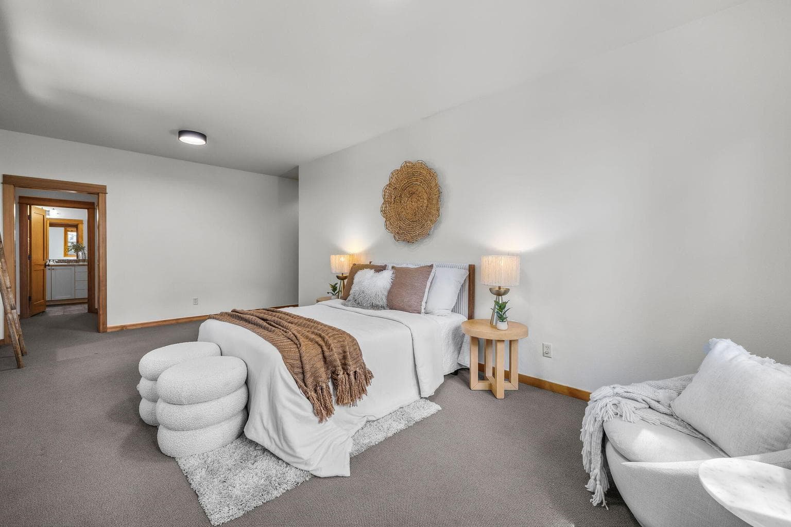 Upper level Primary suite- very private on end of home.