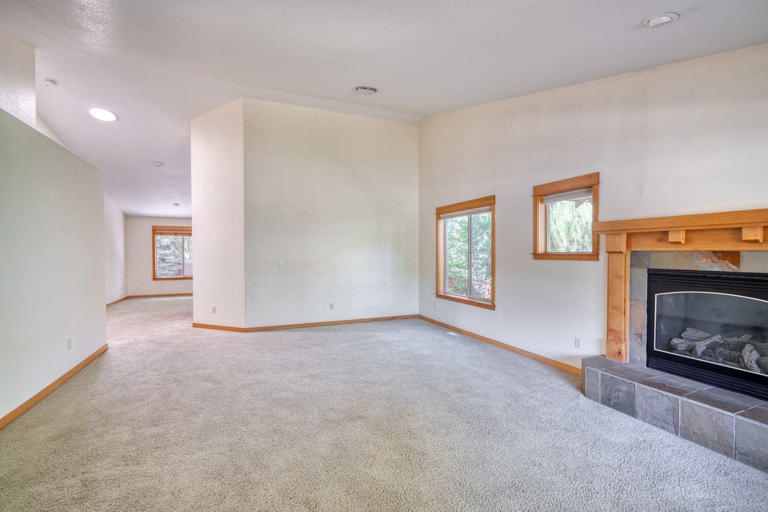 Open Living Room with Vaulted Ceilings