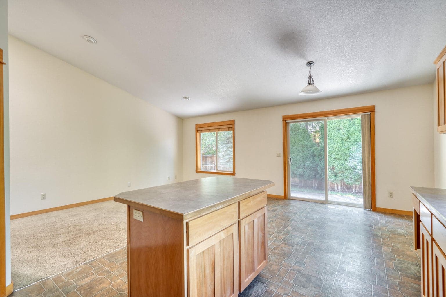 Kitchen Island to Patio Door
