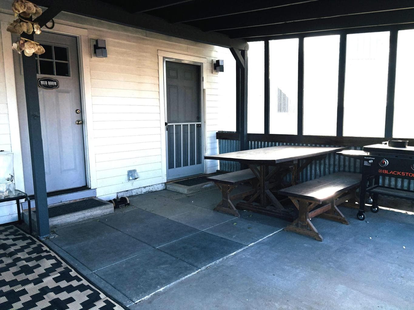 Back Porch entry doors to kitchen and extra living