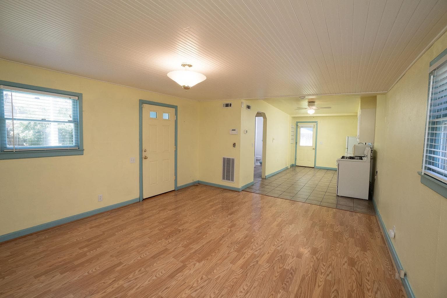 Spacious living area is open to the kitchen.