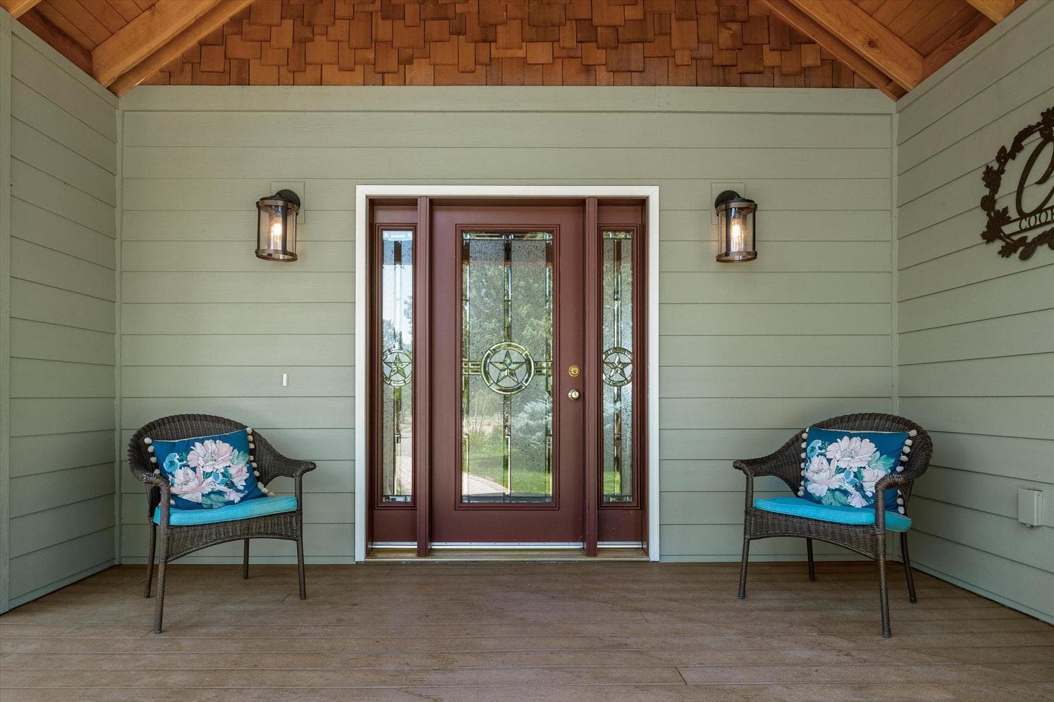 Large covered entry porch