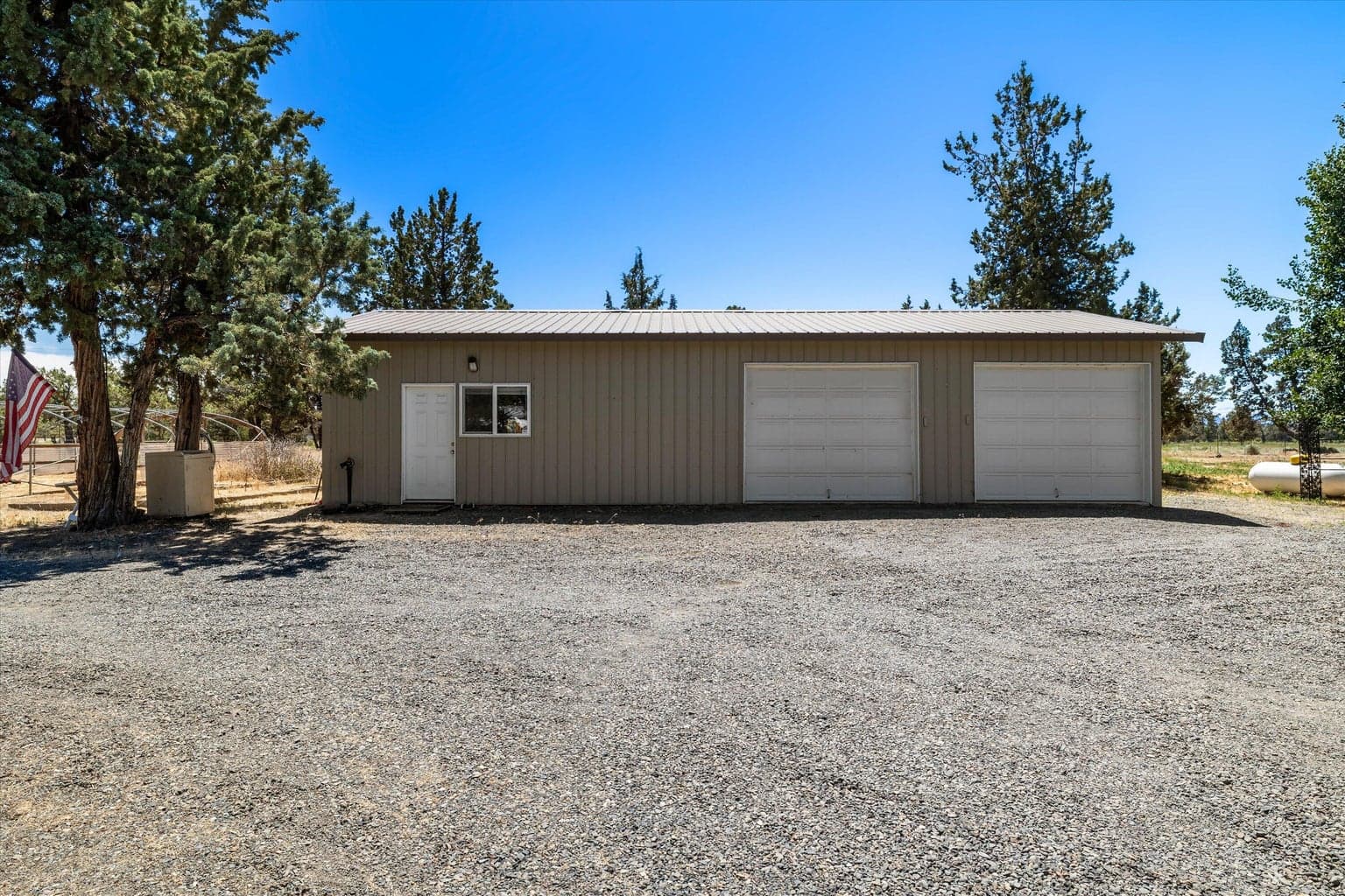 Detached over-sized two-car garage with workshop and office