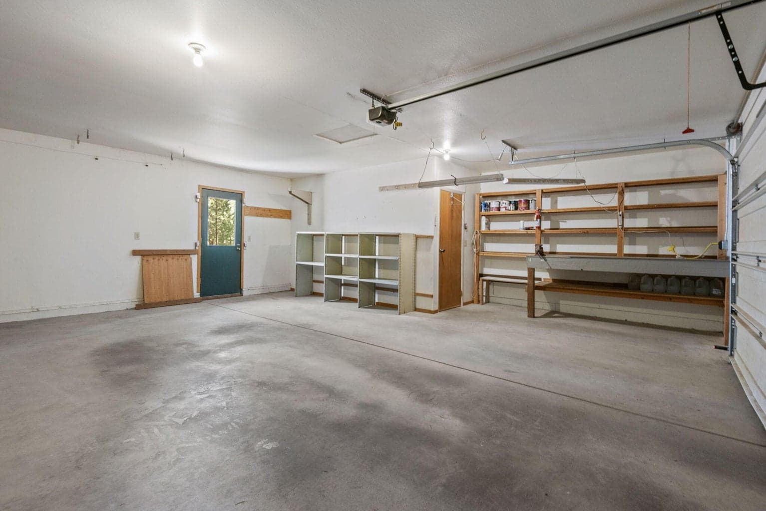 Spacious garage with workbench
