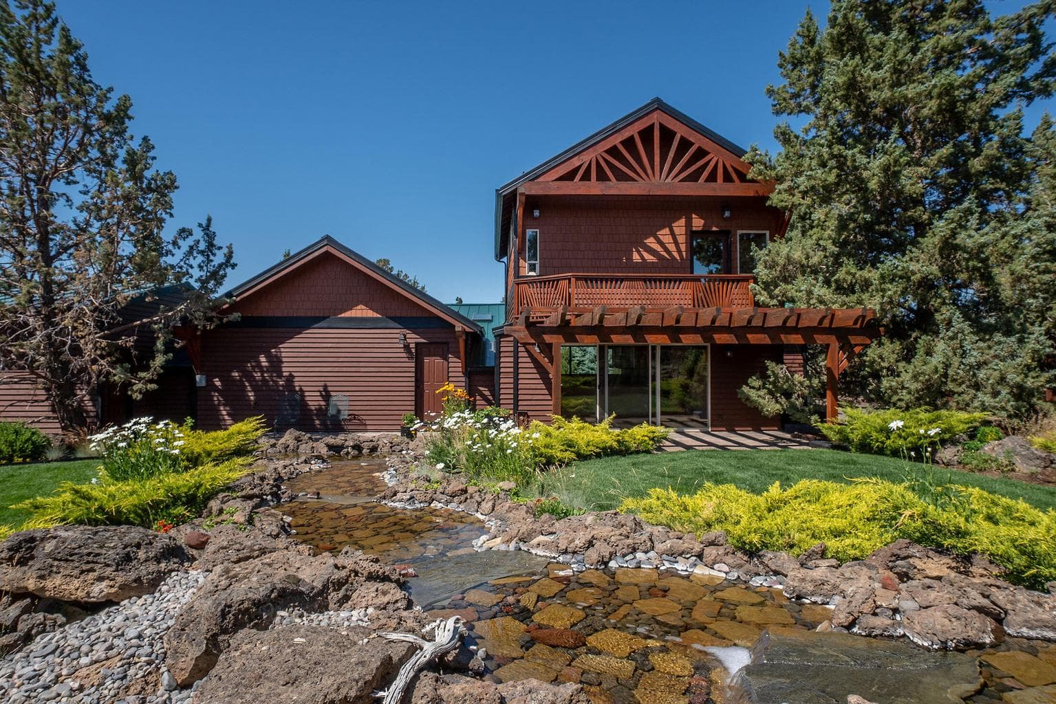 Juliet Deck at the upstairs bedroom overlooking private stream and beautiful landscape