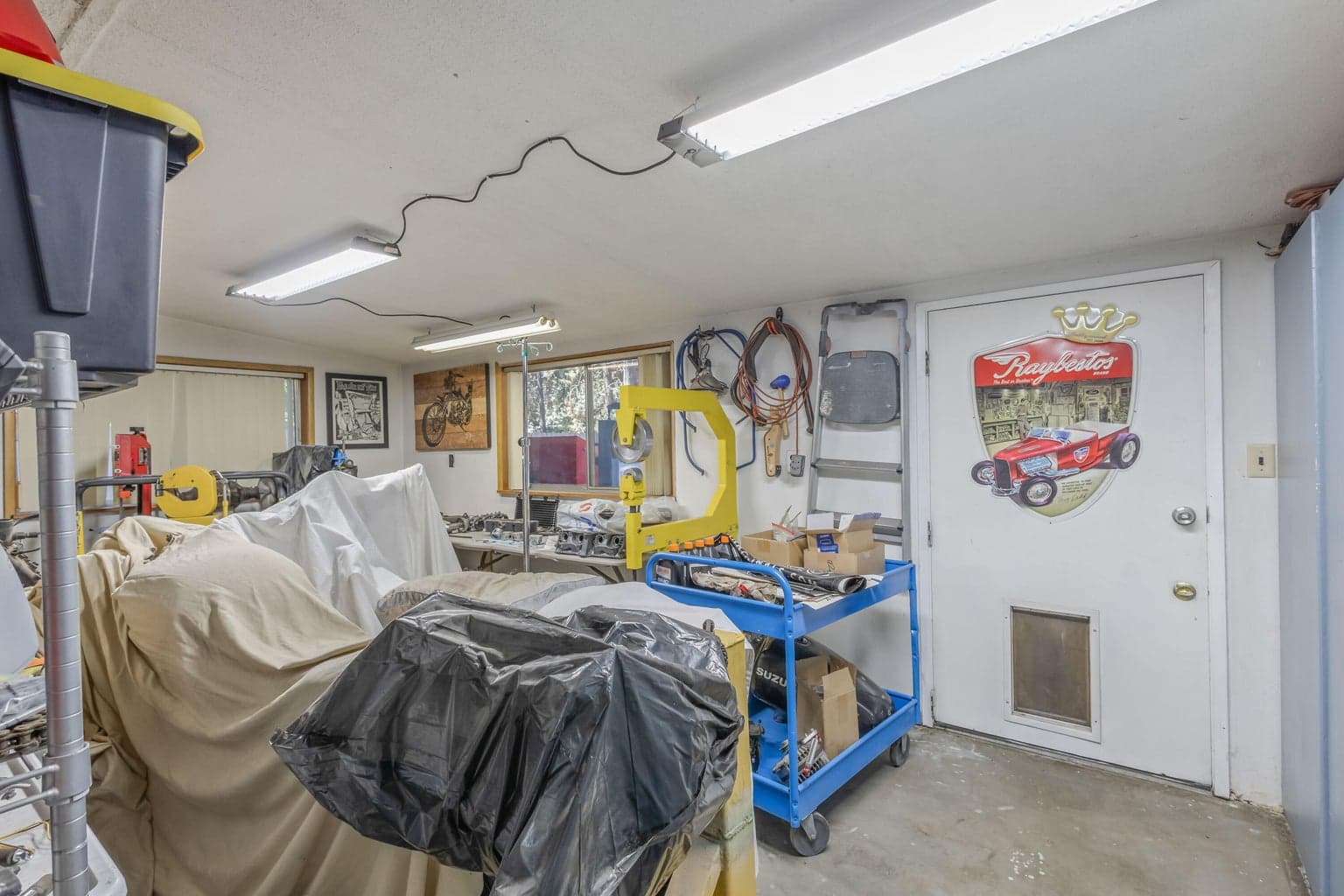 Hobby room behind the garage.