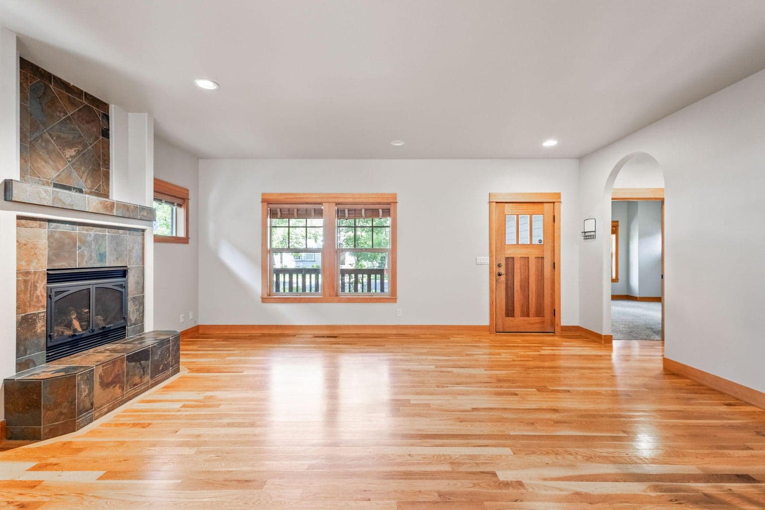 Enter from the front door into the open great room space.