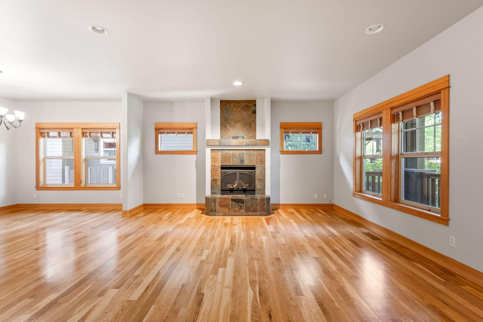 Gas fireplace in living room area