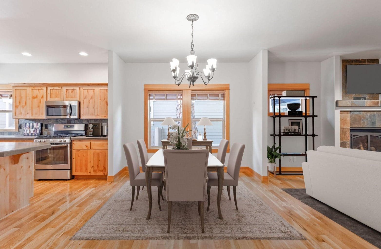 Virtually staged dining area.