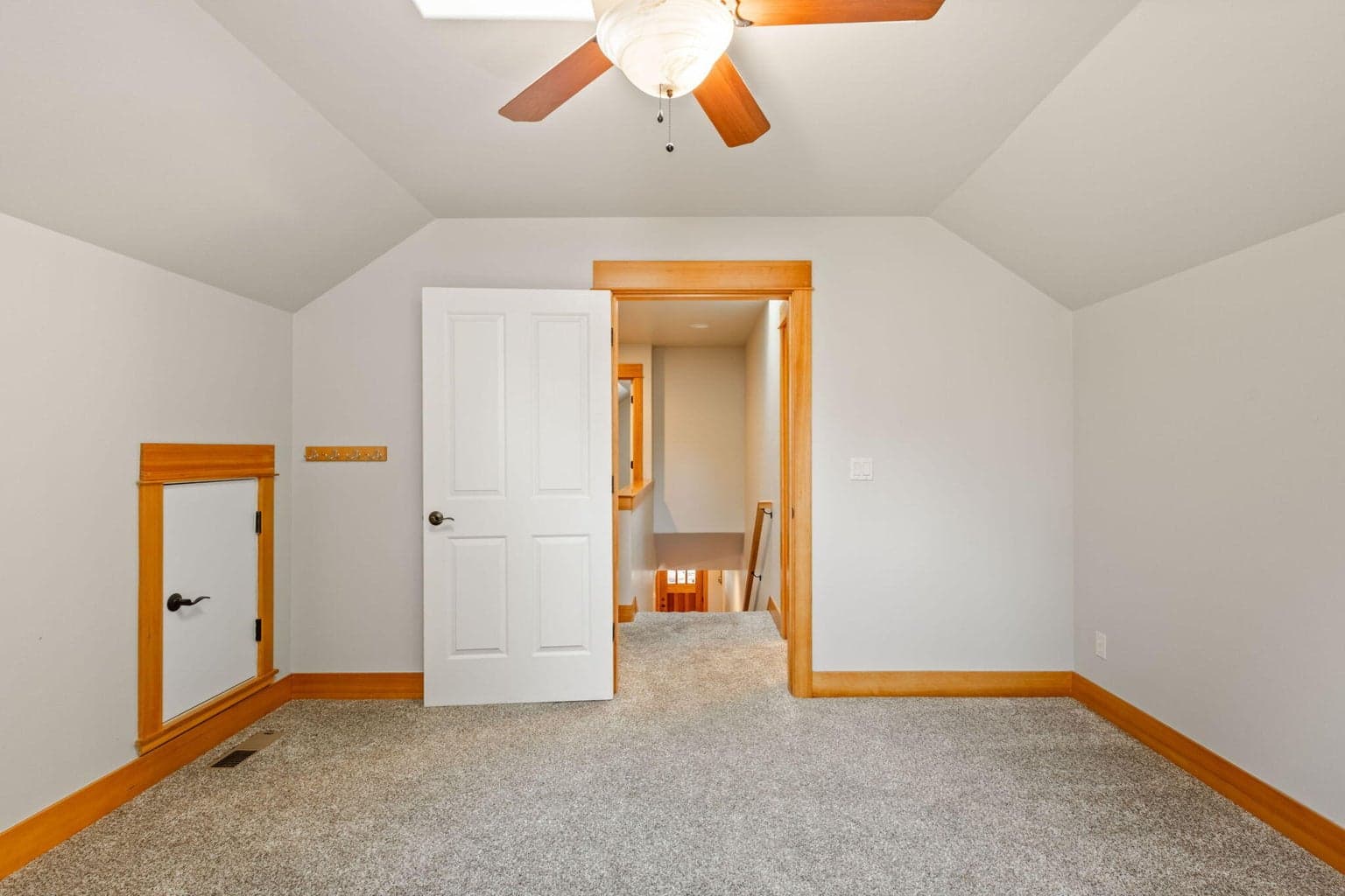 Office with attic access.