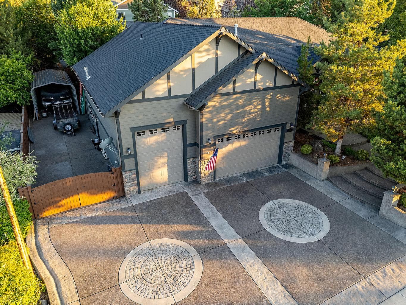 Eye catching paver driveway with plenty of guest parking.