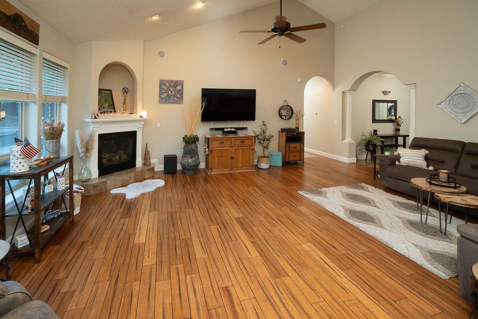 Newer bamboo flooring and lots of natural light.