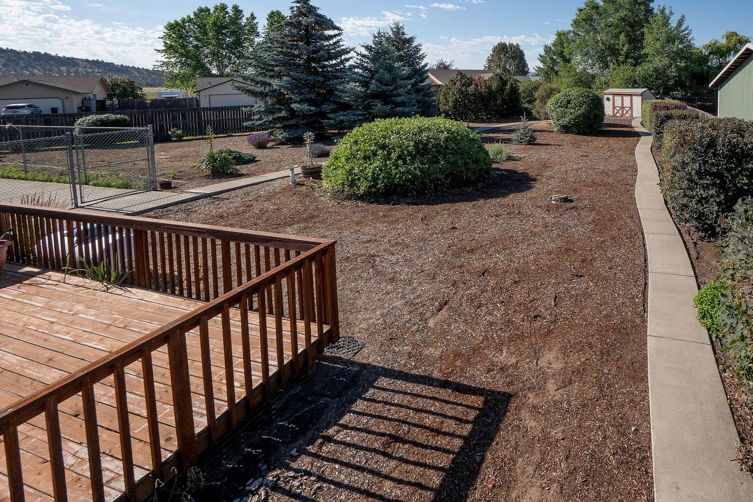 Looking from the deck to the shed