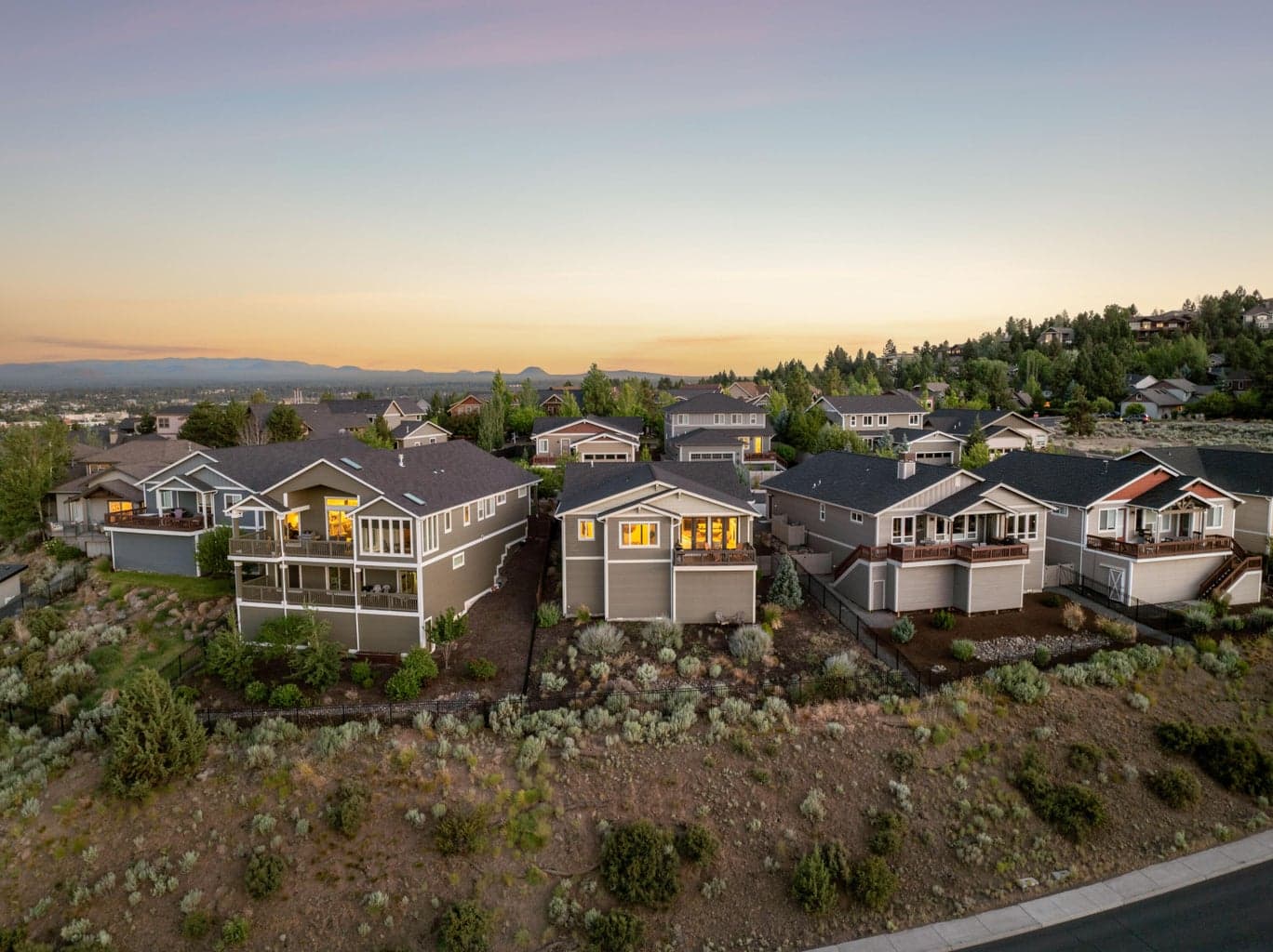 Sunset view of house