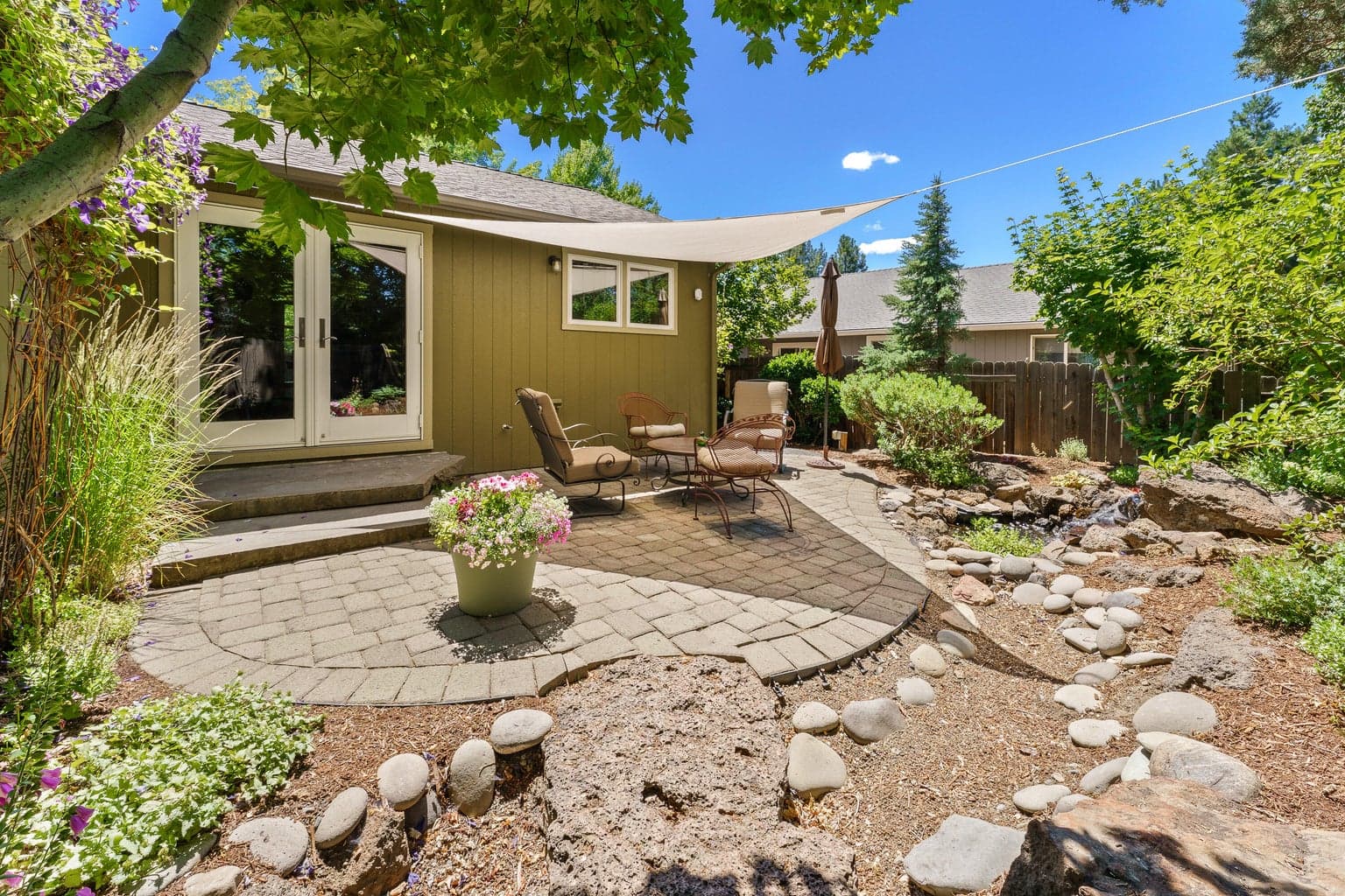 Backyard paradise with beautiful paver patio