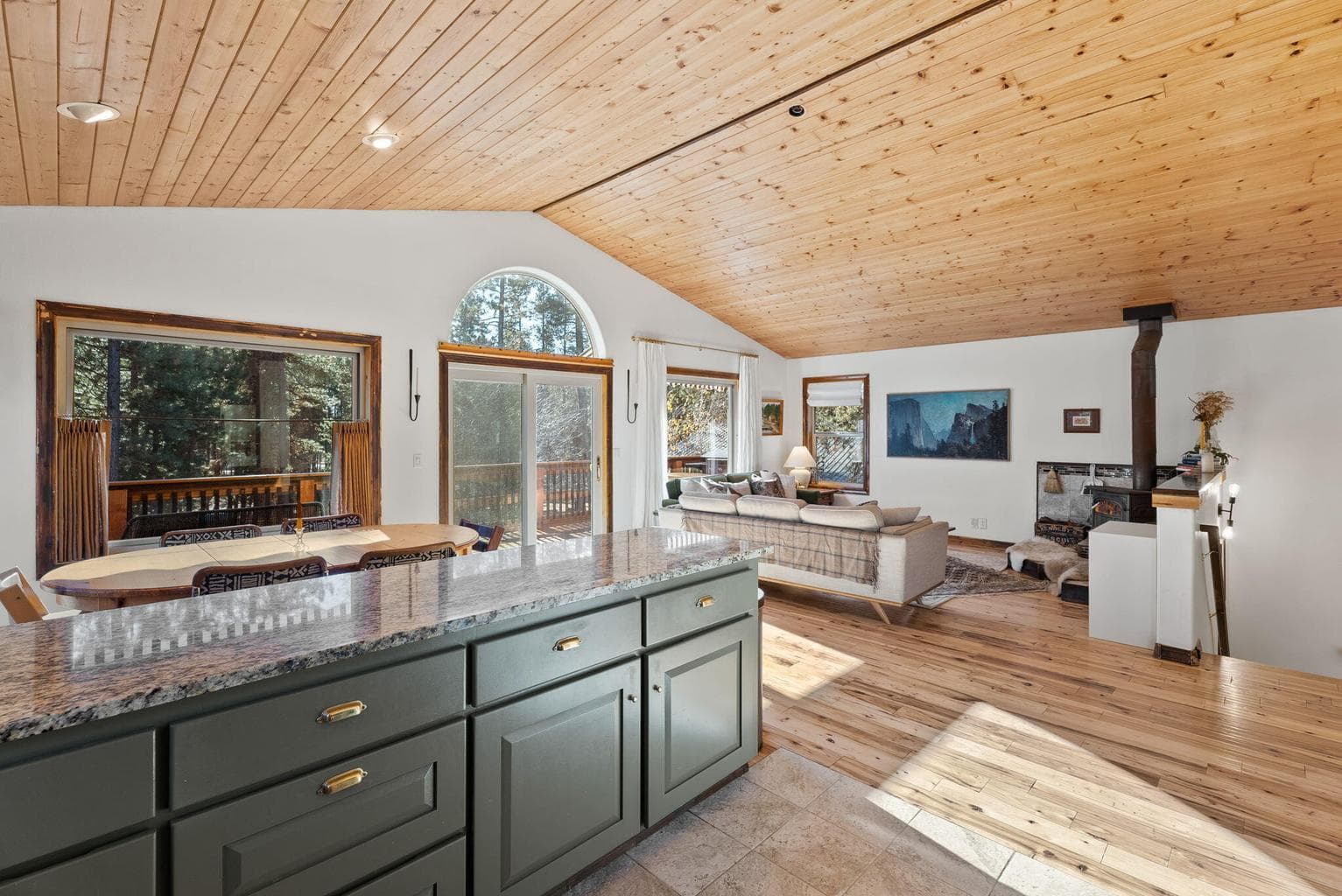 Beautiful tongue and groove vaulted wood ceiling